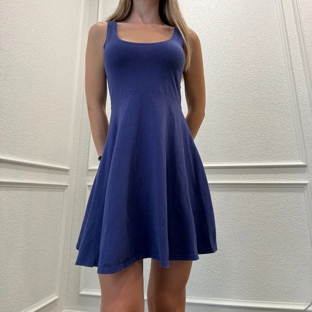 Royal Blue Scoop Mini Dress - Picture 1 of 5
